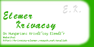 elemer krivacsy business card